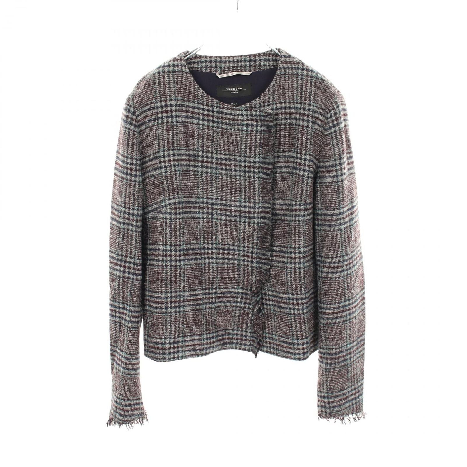 Max Mara Week End Collarless Jacket Plaid Wool