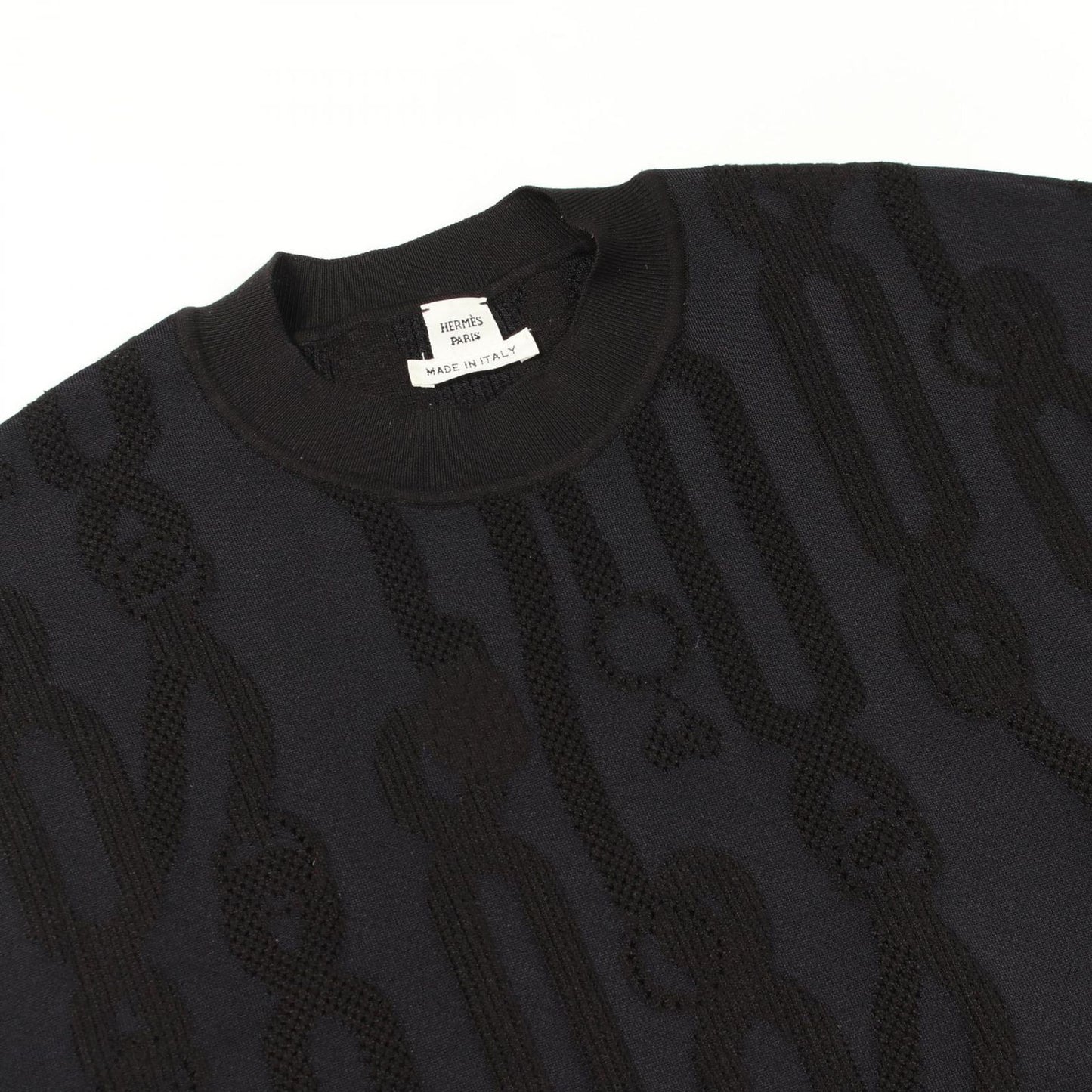 Hermes Knit Pal Flowy Remix Short Sleeve Dark Navy Rayon Silk Sweater — view 6