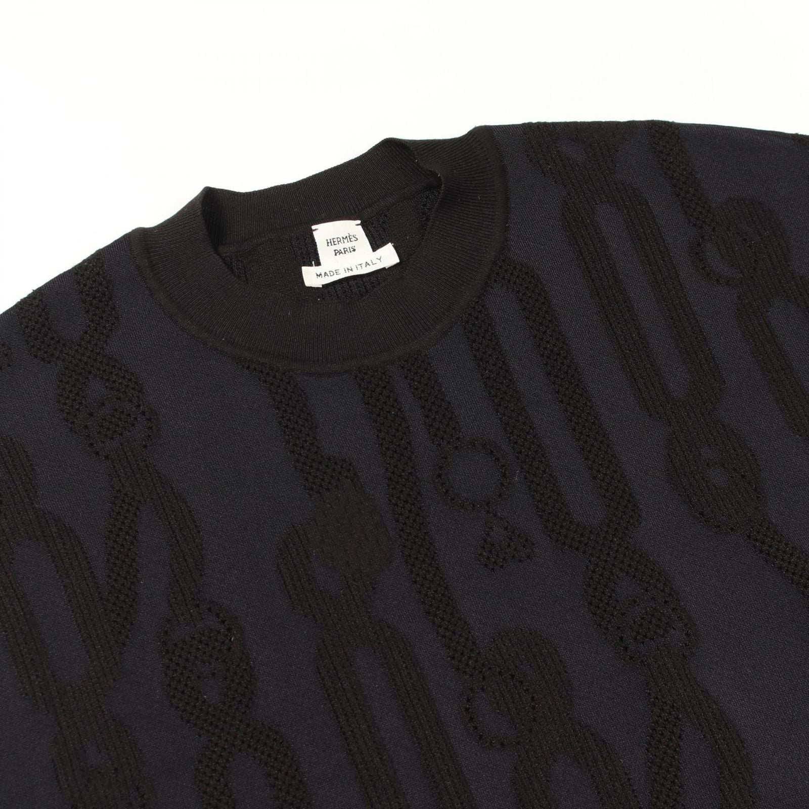 Hermes Knit Pal Flowy Remix Short Sleeve Dark Navy Rayon Silk Sweater — view 6