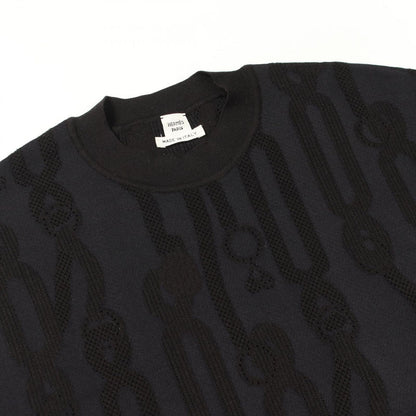 Hermes Knit Pal Flowy Remix Short Sleeve Dark Navy Rayon Silk Sweater — view 6