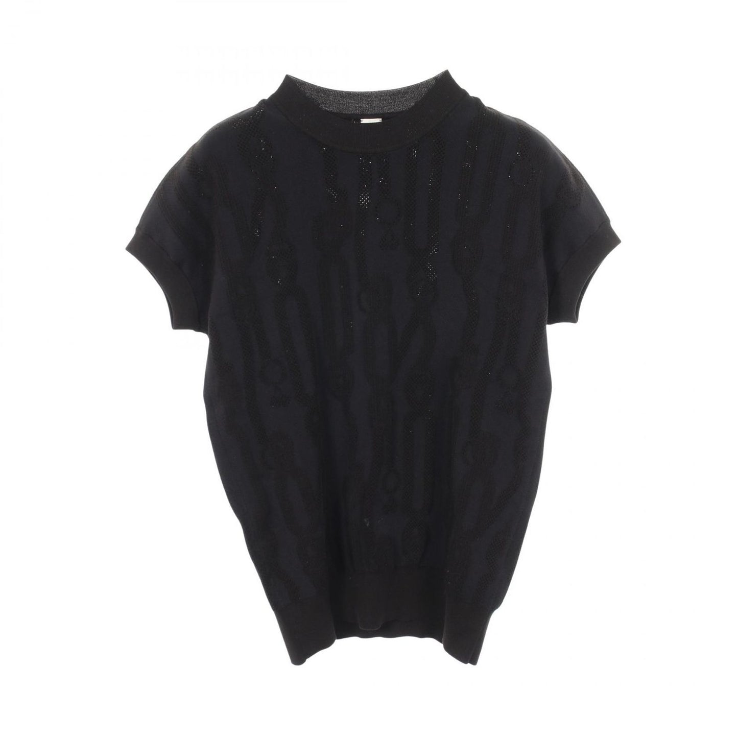 Hermes Knit Pal Flowy Remix Short Sleeve Dark Navy Rayon Silk Sweater