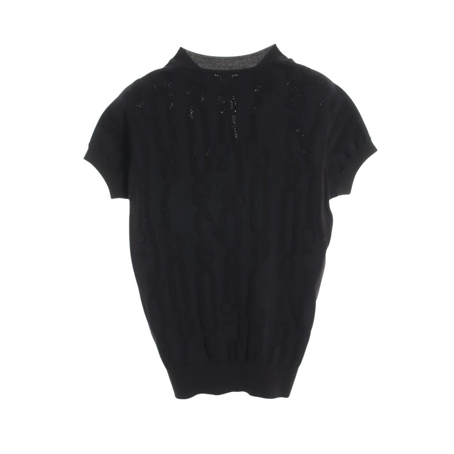Hermes Knit Pal Flowy Remix Short Sleeve Dark Navy Rayon Silk Sweater — view 2