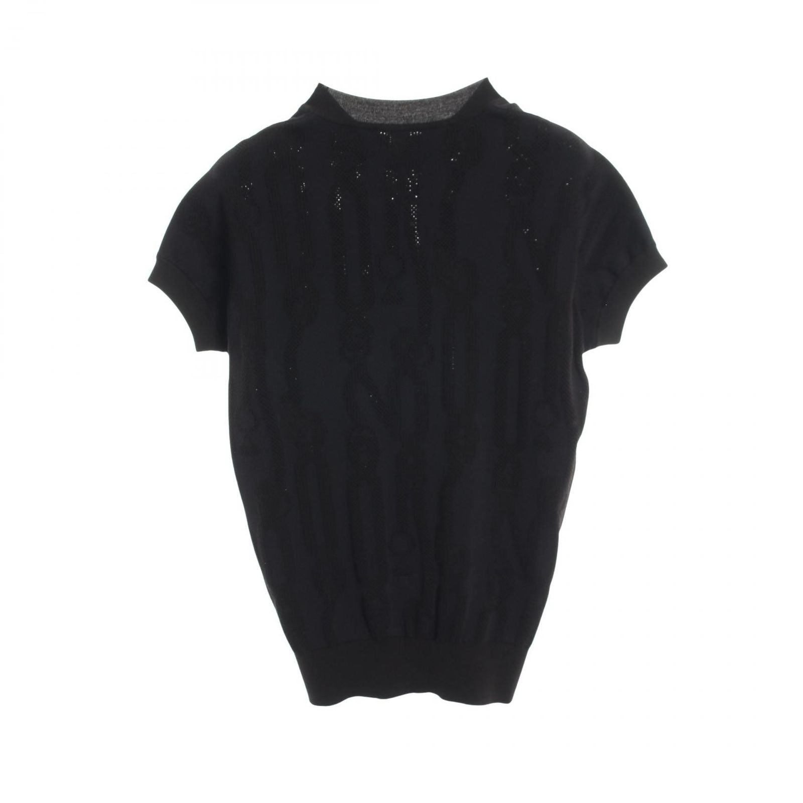 Hermes Knit Pal Flowy Remix Short Sleeve Dark Navy Rayon Silk Sweater — view 2