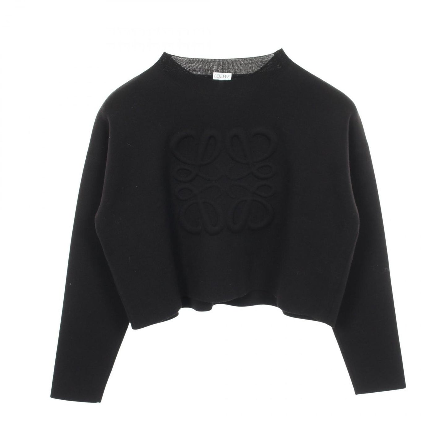 Loewe Knit Anagram Cropped Black Wool Sweater