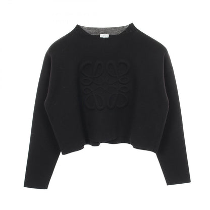 Loewe Knit Anagram Cropped Black Wool Sweater