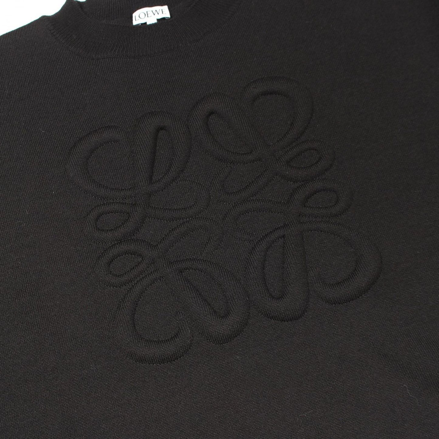 Loewe Knit Anagram Cropped Black Wool Sweater — view 6