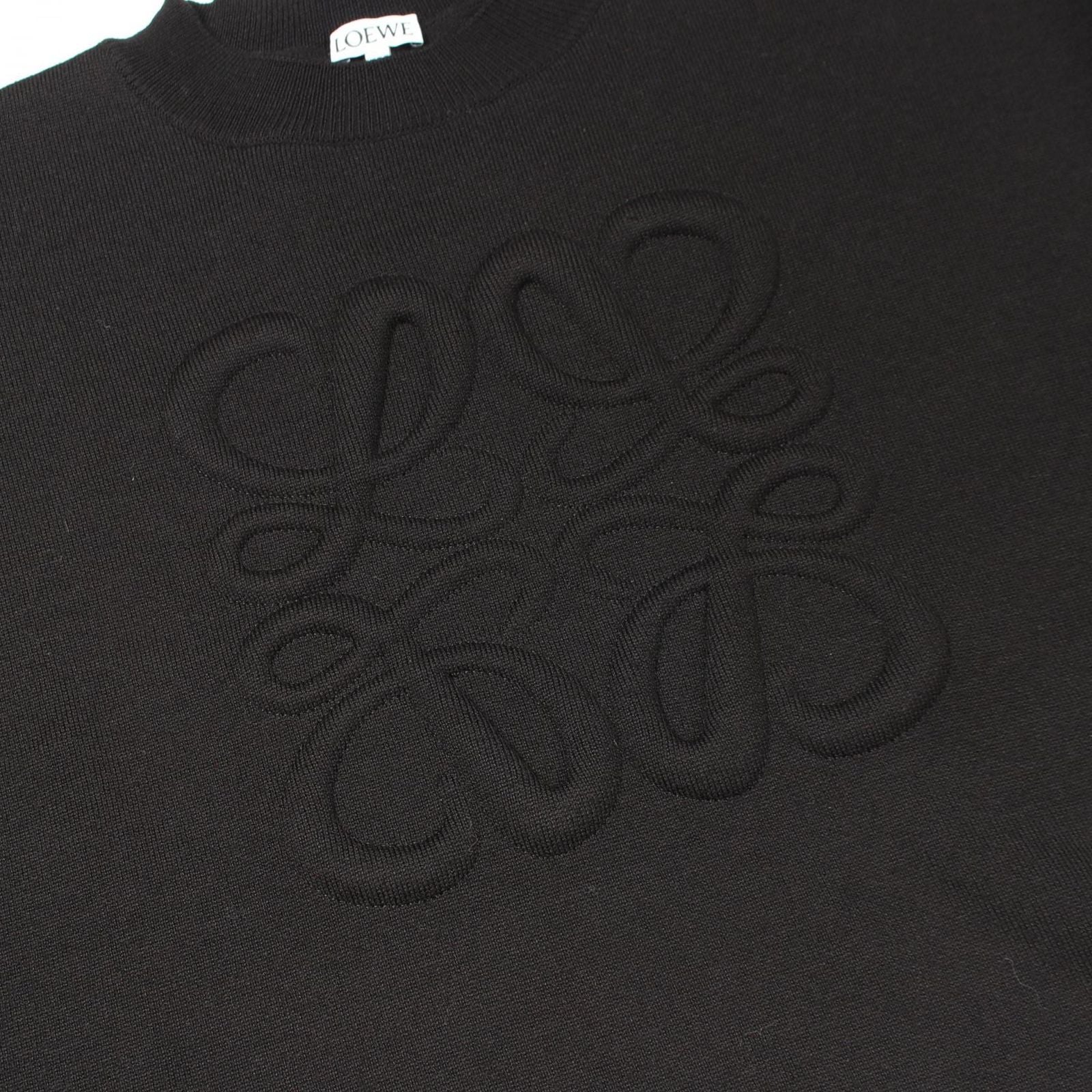 Loewe Knit Anagram Cropped Black Wool Sweater — view 6