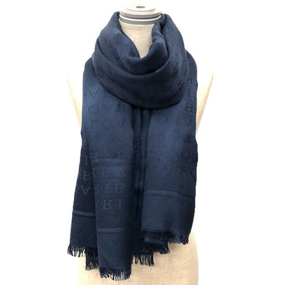Bvlgari Logo Mania Shawl Silk Wool Navy Scarf — view 2