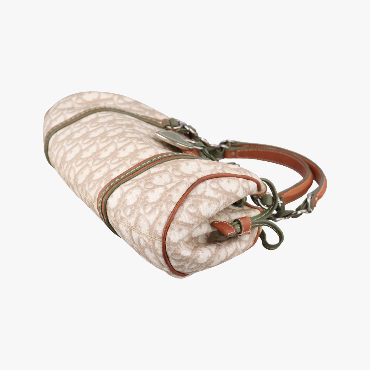 Dior Romantic Trotter Beige White Green Brown Canvas Leather Messenger Bag — view 4