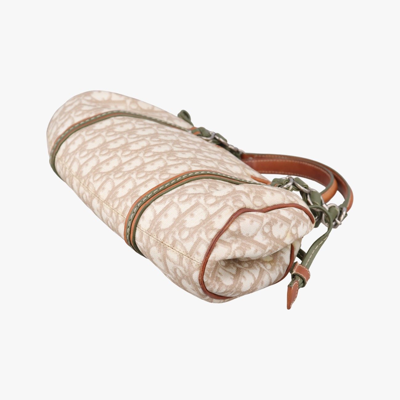 Dior Romantic Trotter Beige White Green Brown Canvas Leather Messenger Bag — view 6