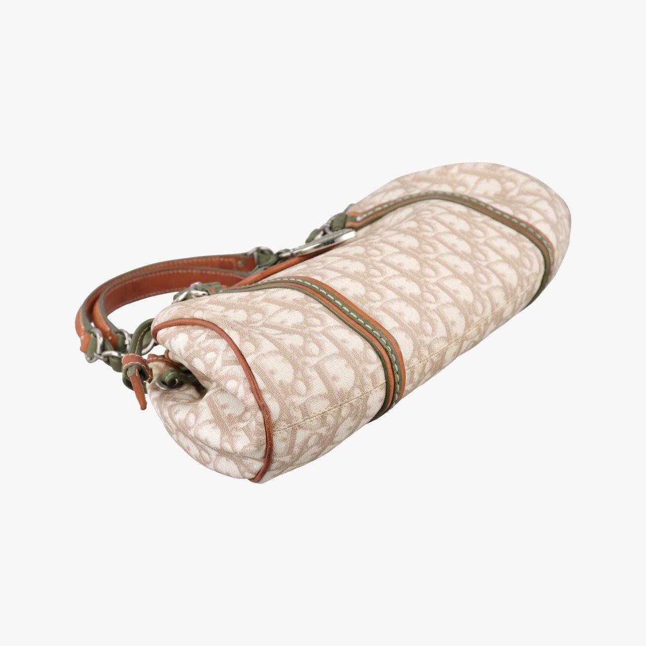 Dior Romantic Trotter Beige White Green Brown Canvas Leather Messenger Bag — view 5
