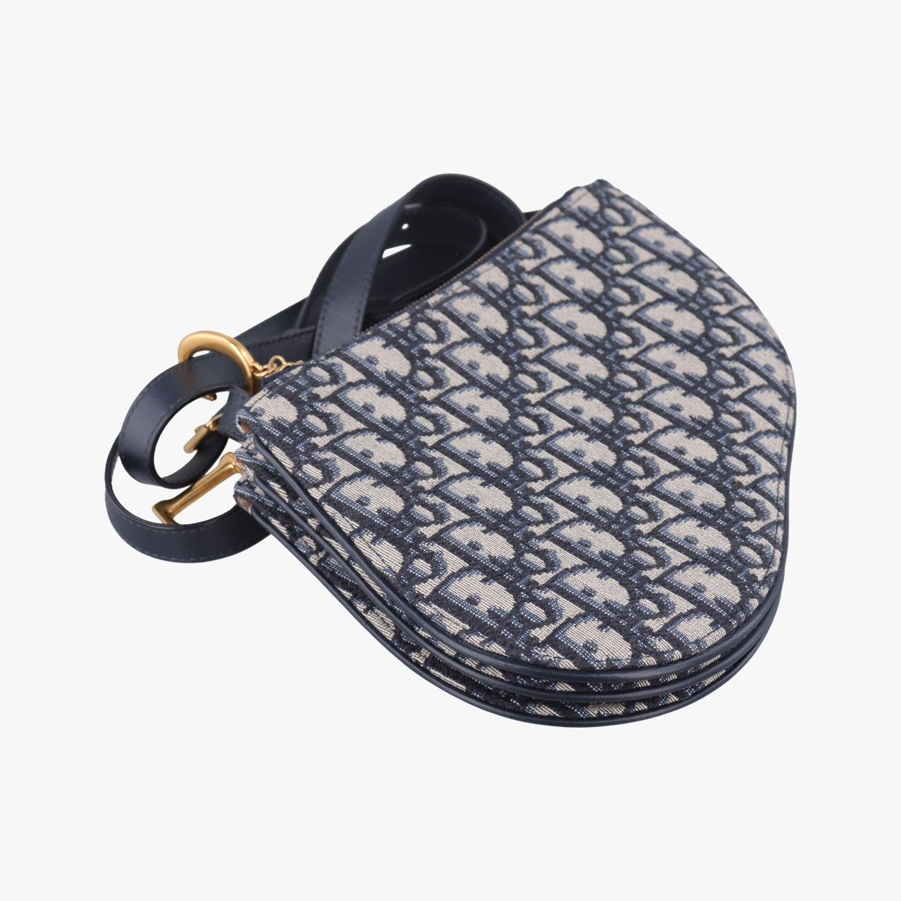 Dior Saddle Navy Jacquard Messenger Bag — view 5