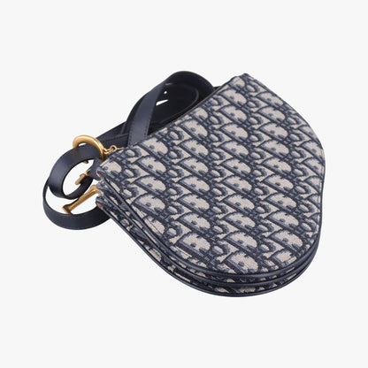 Dior Saddle Navy Jacquard Messenger Bag — view 5