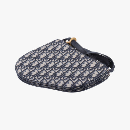 Dior Saddle Navy Jacquard Messenger Bag — view 4