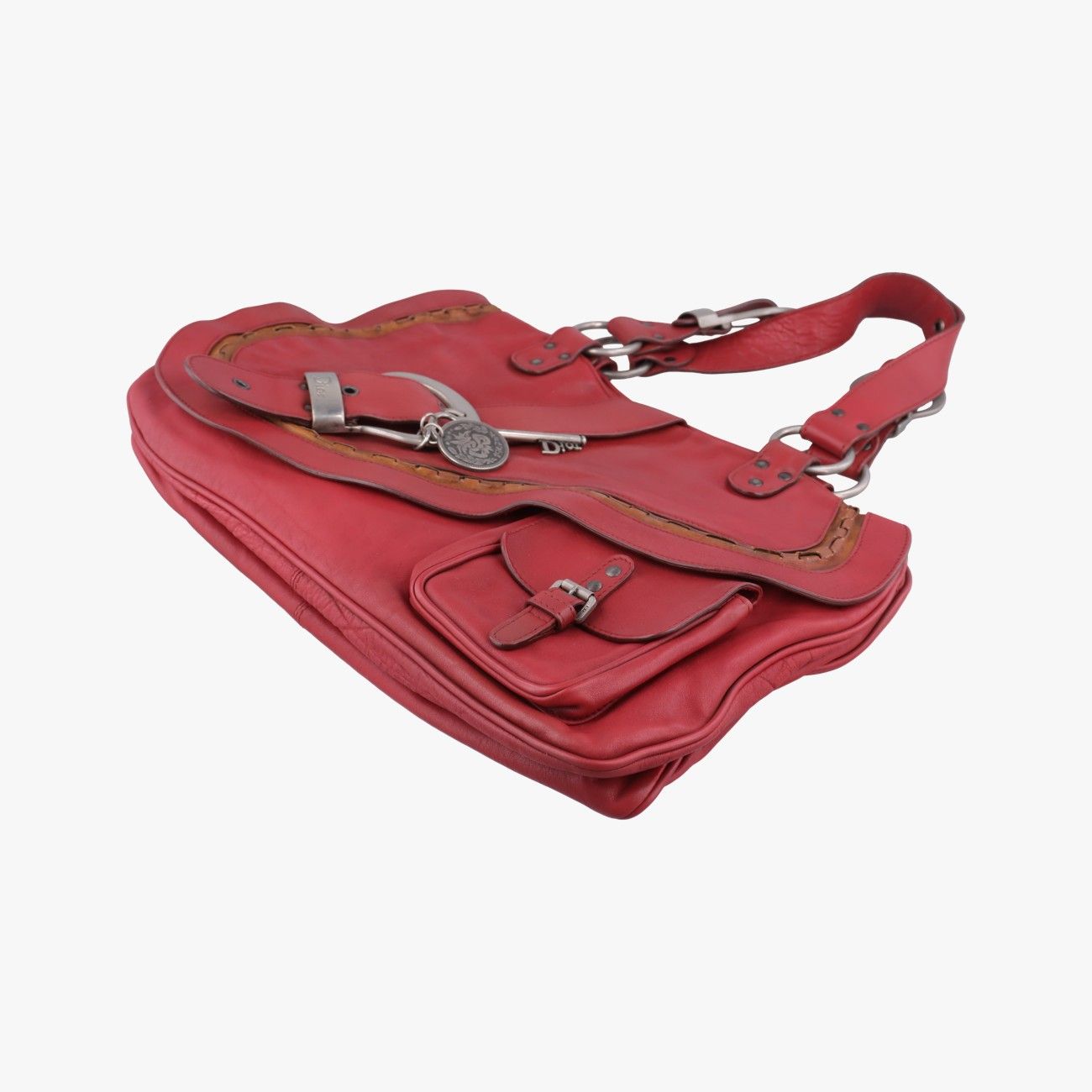 Dior Gaucho Red Leather Handbag — view 4