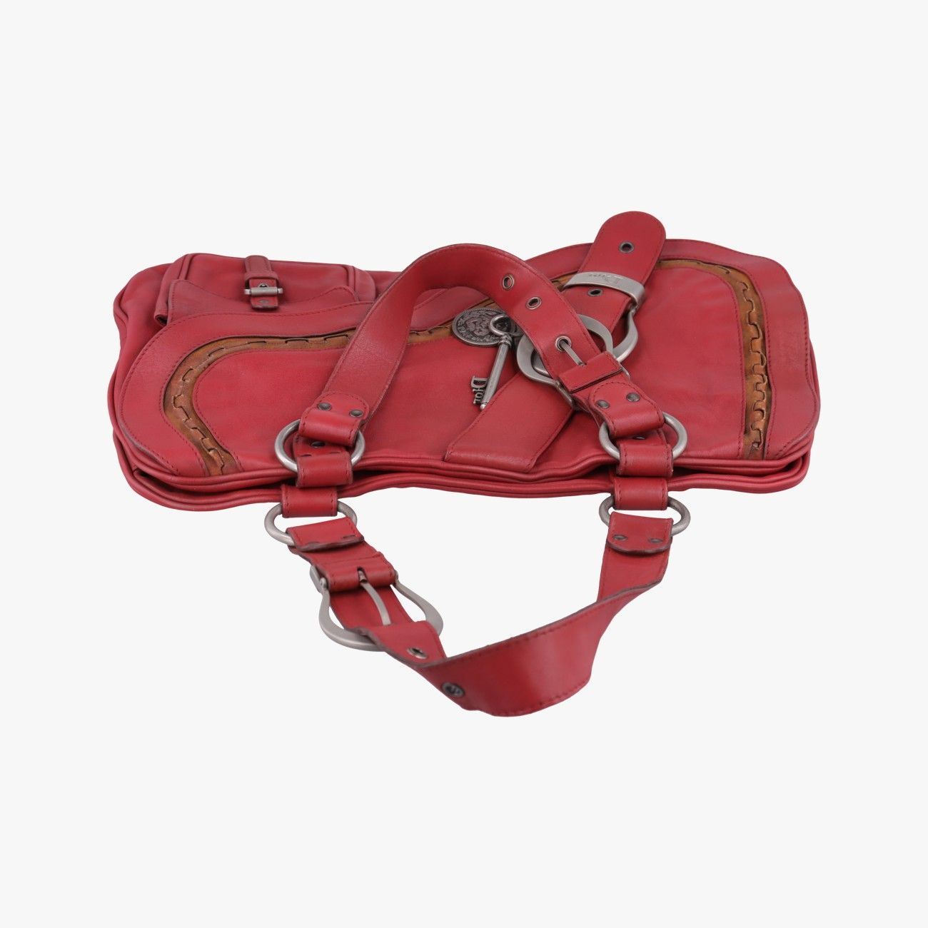 Dior Gaucho Red Leather Handbag — view 8