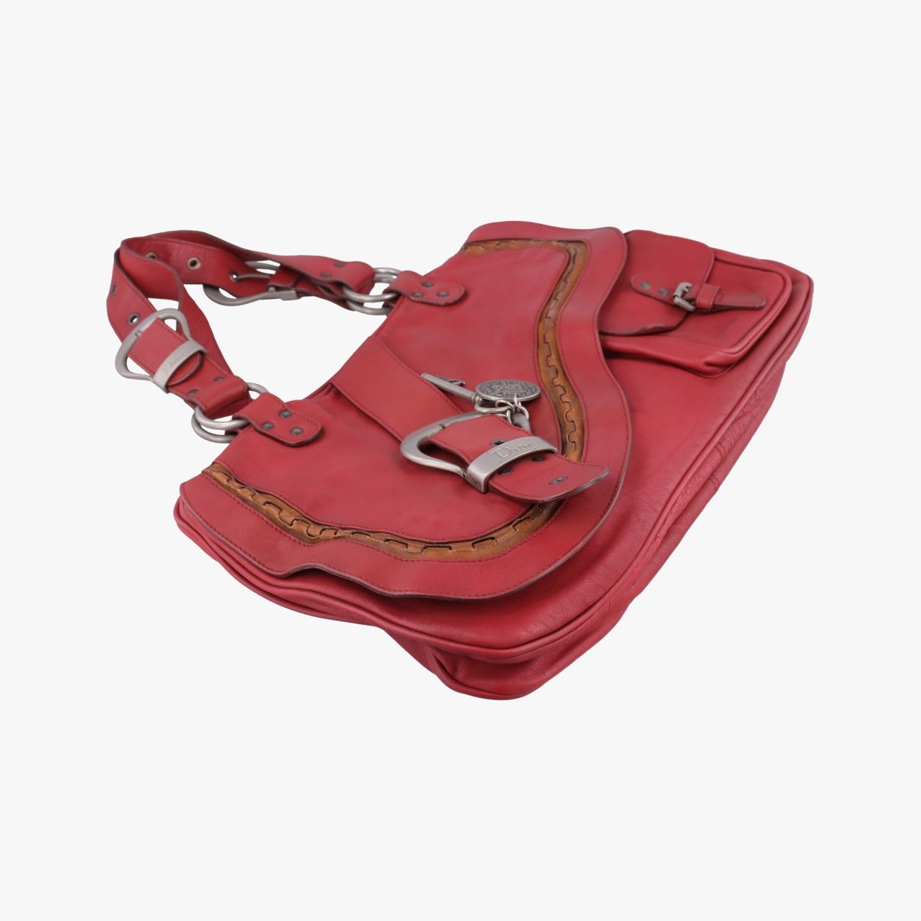 Dior Gaucho Red Leather Handbag — view 5