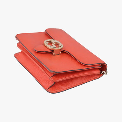 Gucci Interlocking Orange Leather Messenger Bag — view 4