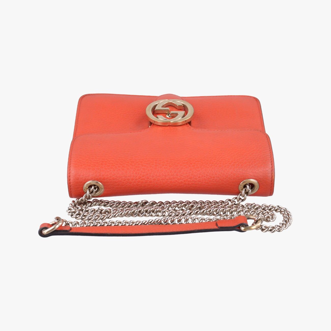 Gucci Interlocking Orange Leather Messenger Bag — view 8