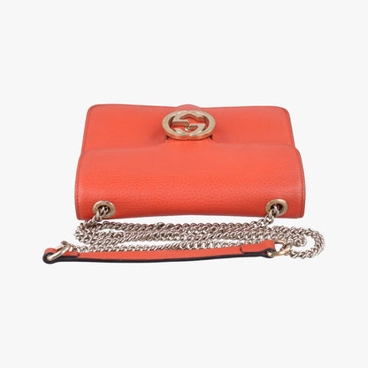 Gucci Interlocking Orange Leather Messenger Bag — view 8