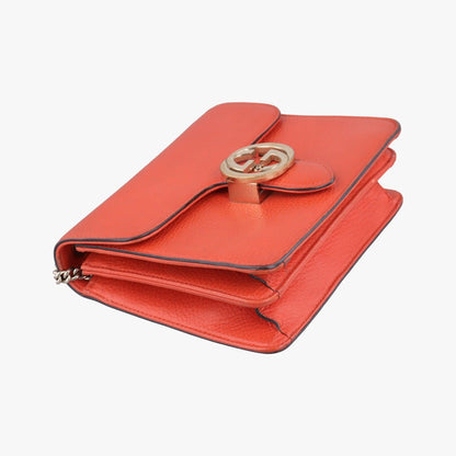 Gucci Interlocking Orange Leather Messenger Bag — view 5