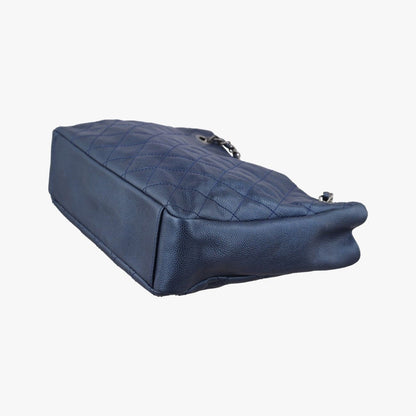 Chanel Quilted Navy Caviar Leather Messenger Bag — view 4