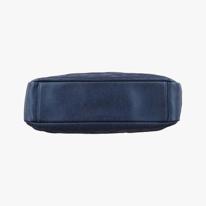 Chanel Quilted Navy Caviar Leather Messenger Bag — view 3