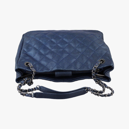Chanel Quilted Navy Caviar Leather Messenger Bag — view 8