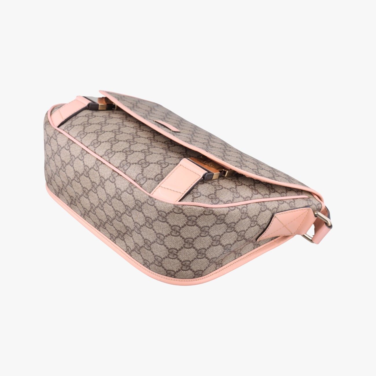Gucci GG Plus Messenger Beige Pink Canvas Leather Tote — view 4