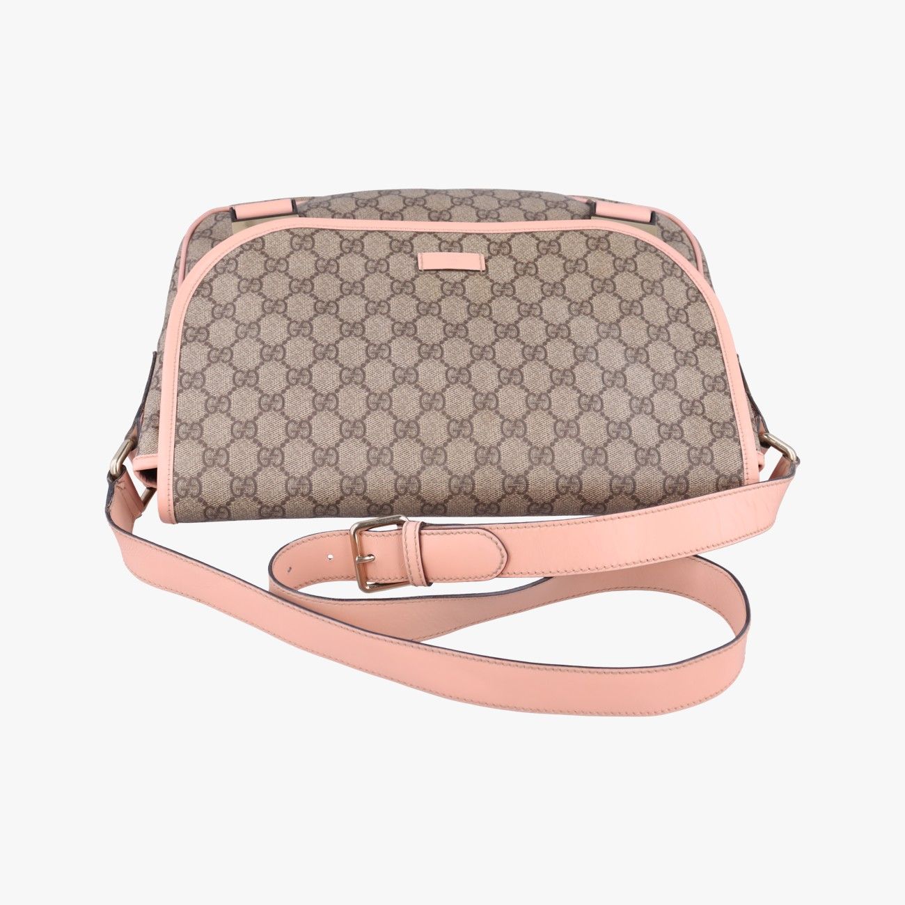 Gucci GG Plus Messenger Beige Pink Canvas Leather Tote — view 8