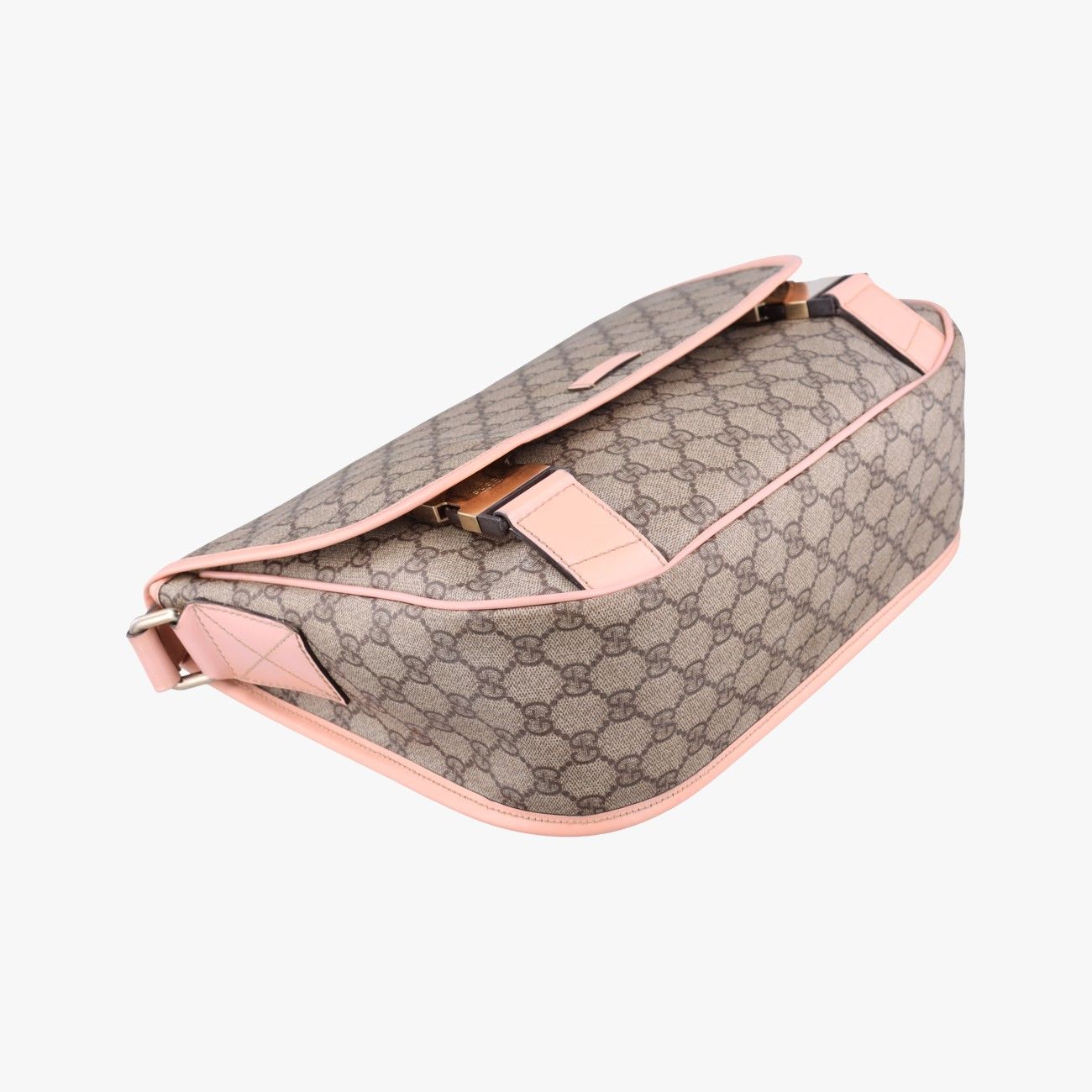 Gucci GG Plus Messenger Beige Pink Canvas Leather Tote — view 5