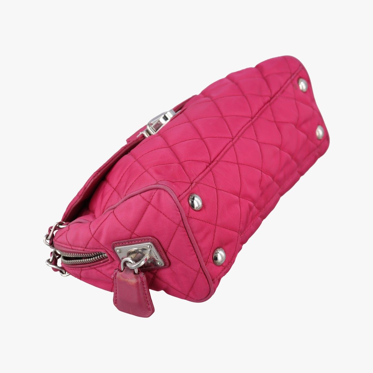 Prada Stitch Quilted Rose Red Nylon 7 Messenger Bag — view 5
