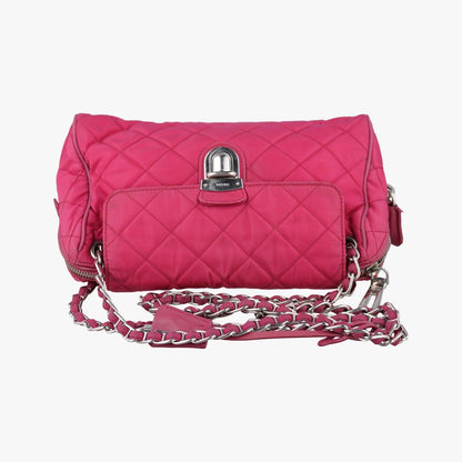 Prada Stitch Quilted Rose Red Nylon 7 Messenger Bag — view 8