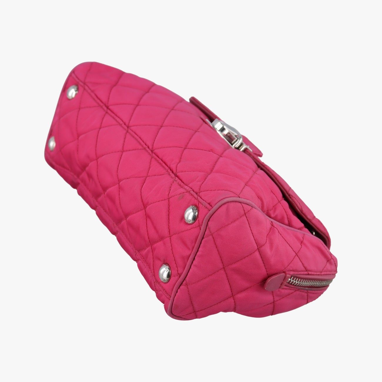 Prada Stitch Quilted Rose Red Nylon 7 Messenger Bag — view 4