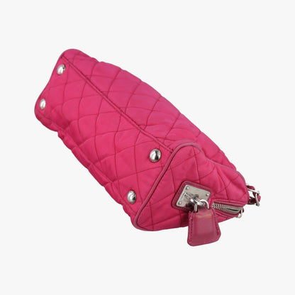 Prada Stitch Quilted Rose Red Nylon 7 Messenger Bag — view 6
