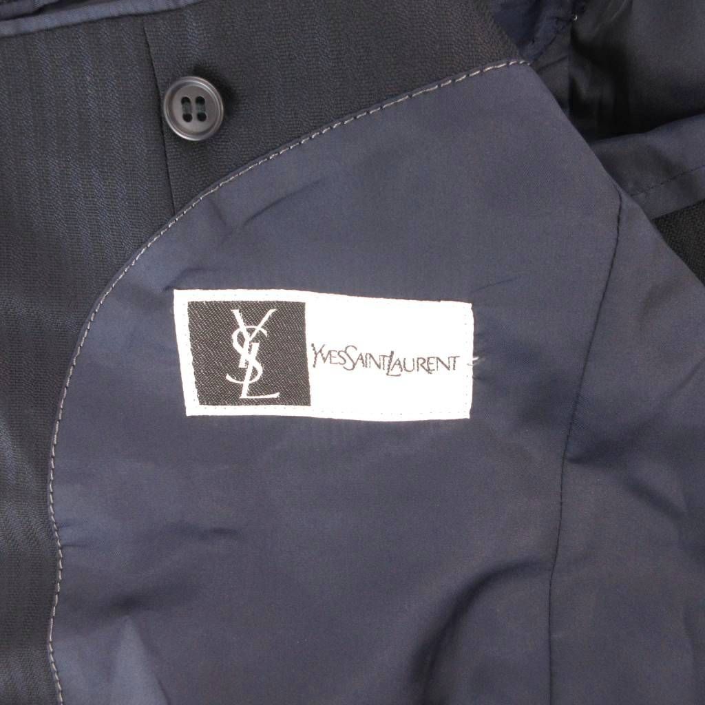 Saint Laurent Yves Set Suit Single Jacket Pants Striped Wool 98 Navy — view 6
