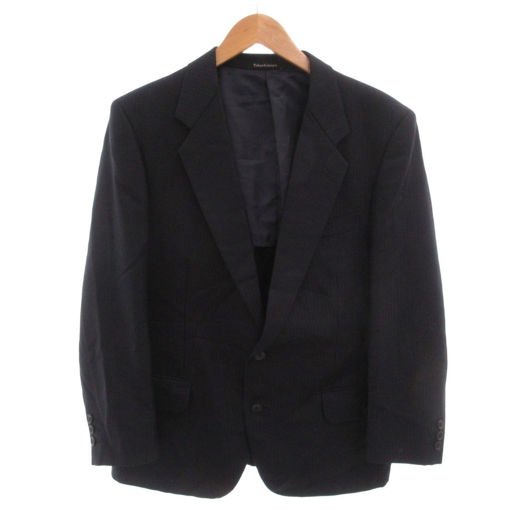 Saint Laurent Yves Set Suit Single Jacket Pants Striped Wool 98 Navy — view 2