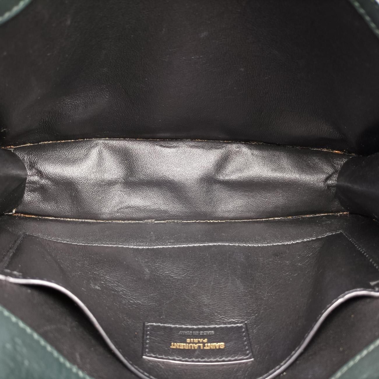 Saint Laurent Yves Victoire Green Leather Messenger Bag — view 9