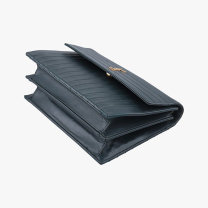 Saint Laurent Yves Victoire Green Leather Messenger Bag — view 4