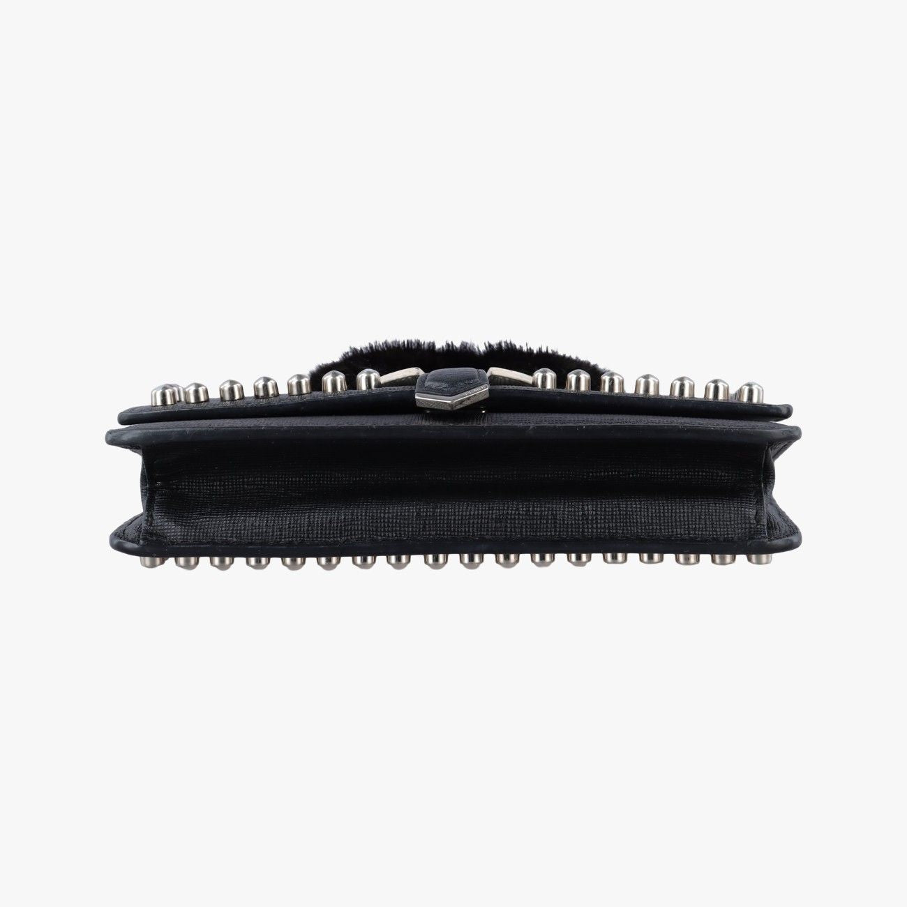 Fendi Carlito Lagerfeld Studs Black Leather Messenger Bag — view 3