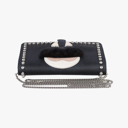 Fendi Carlito Lagerfeld Studs Black Leather Messenger Bag — view 8