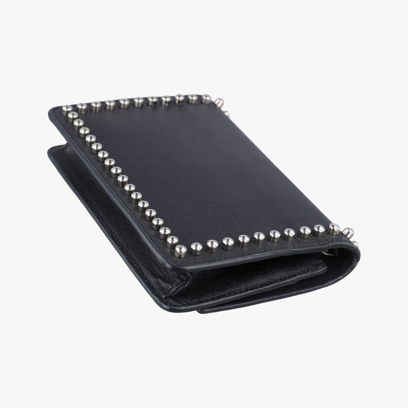 Fendi Carlito Lagerfeld Studs Black Leather Messenger Bag — view 6