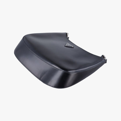 Prada Cles Au Black Brushed Leather Messenger Bag — view 4
