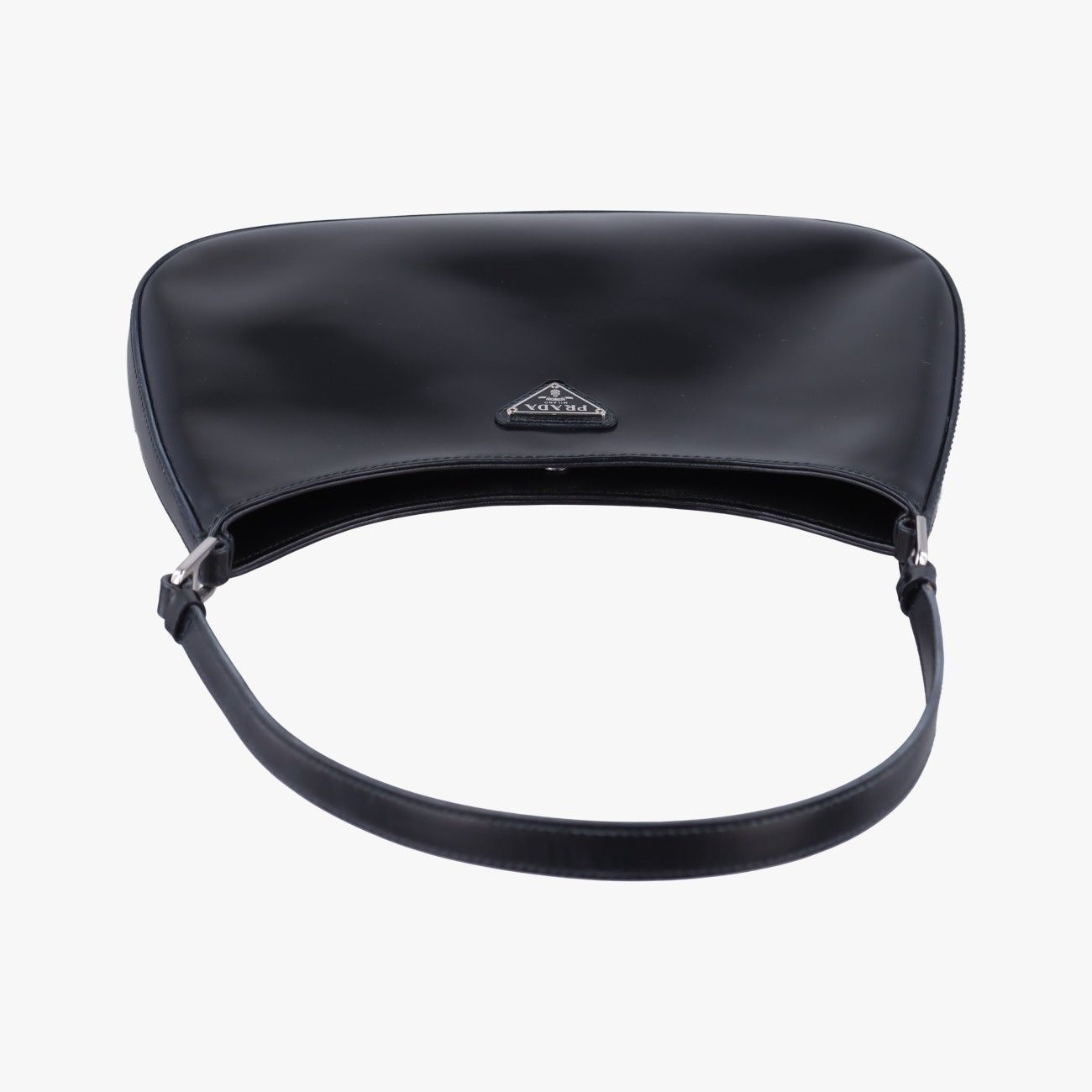 Prada Cles Au Black Brushed Leather Messenger Bag — view 8