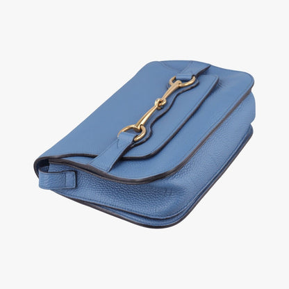 Gucci Bright Bit Blue Leather Messenger Bag — view 5