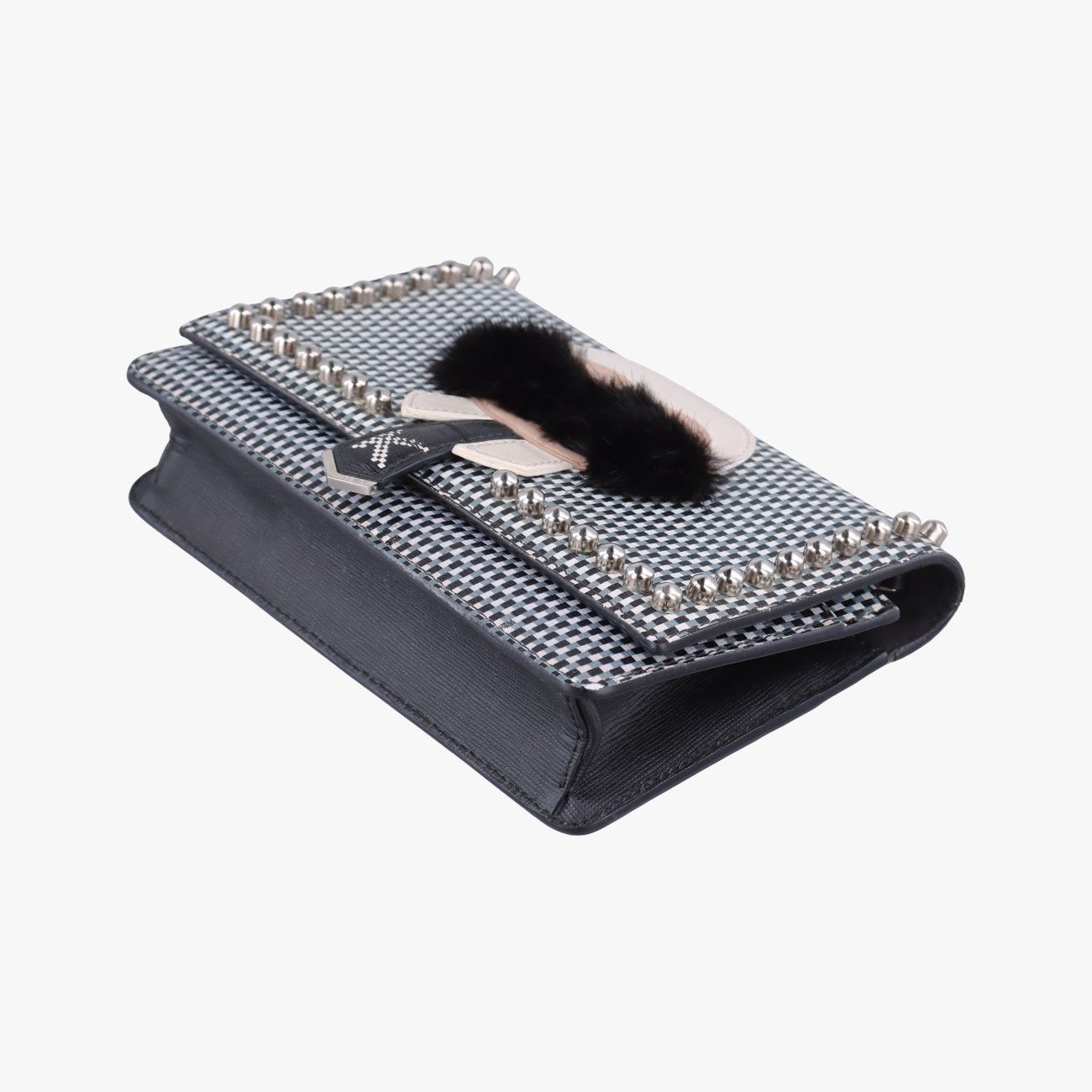 Fendi Carlito Lagerfeld Studs Multicolor Leather Messenger Bag — view 4