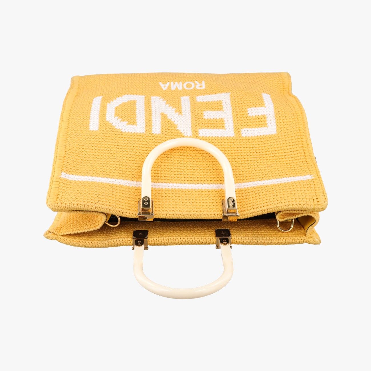 Fendi Sunshine Yellow Crochet Leather Messenger Bag — view 8