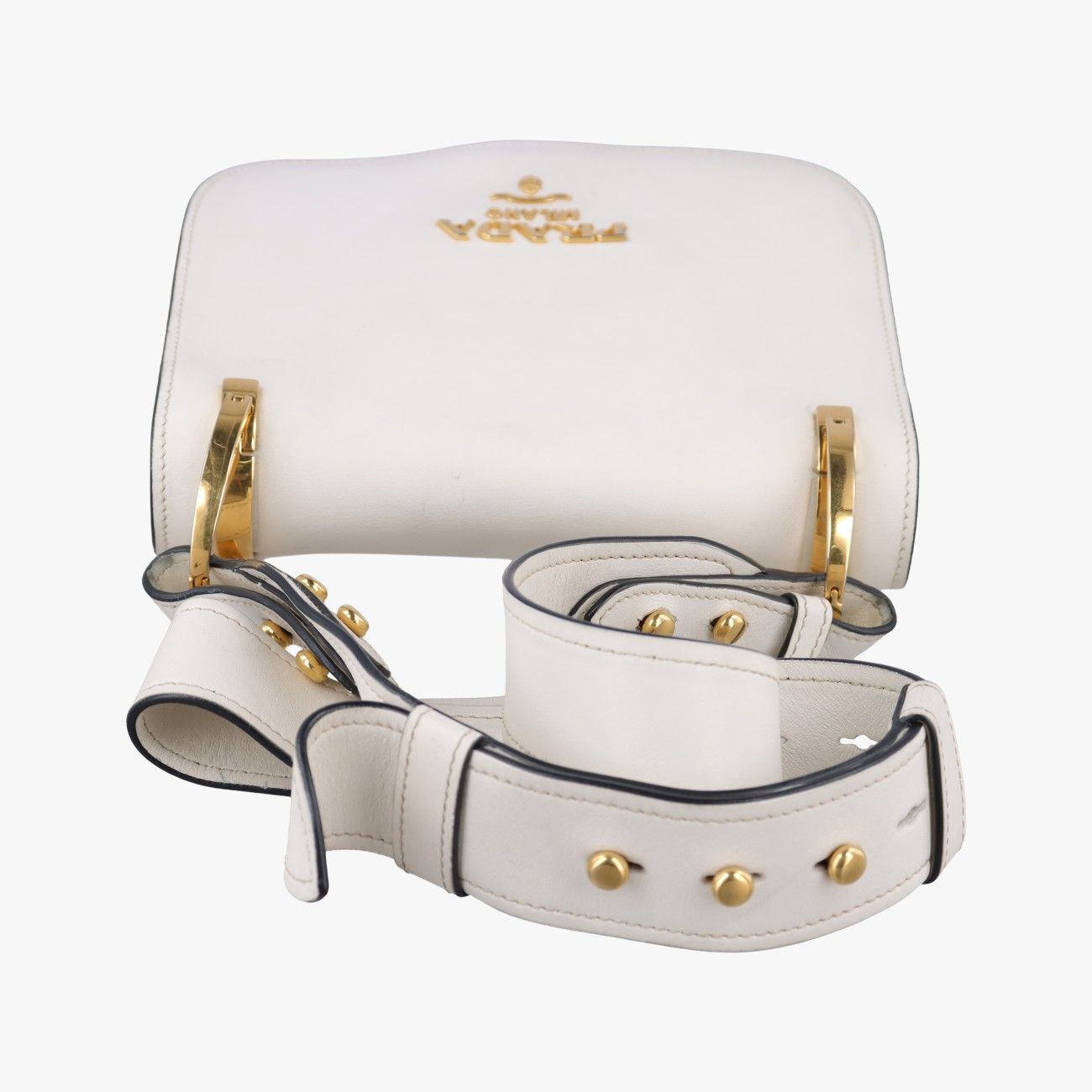 Prada Pioneer White Leather 25 Messenger Bag — view 8