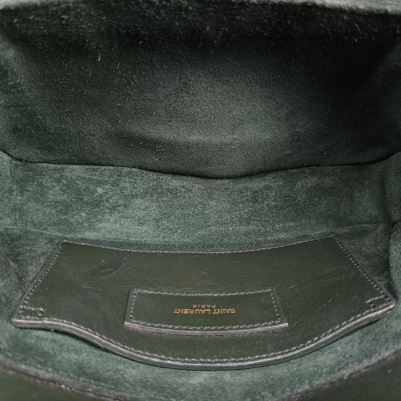 Saint Laurent Yves Classic Lou Green Leather Messenger Bag — view 9