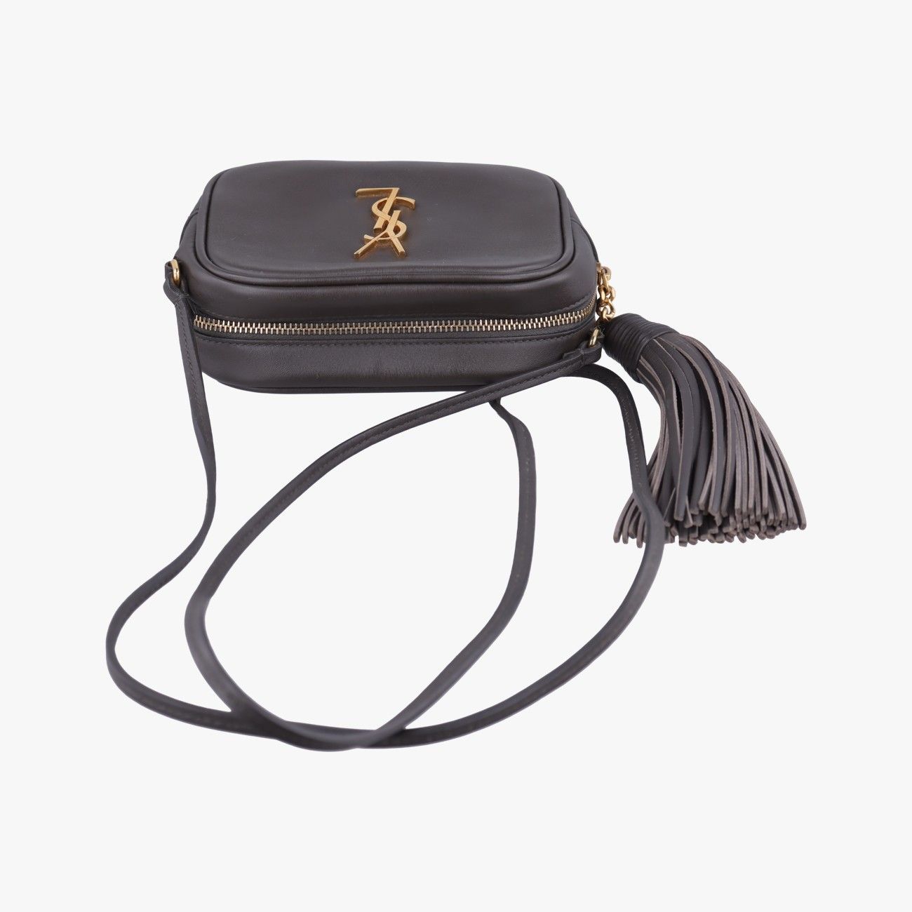 Saint Laurent Yves Blogger Gray Leather Messenger Bag — view 8